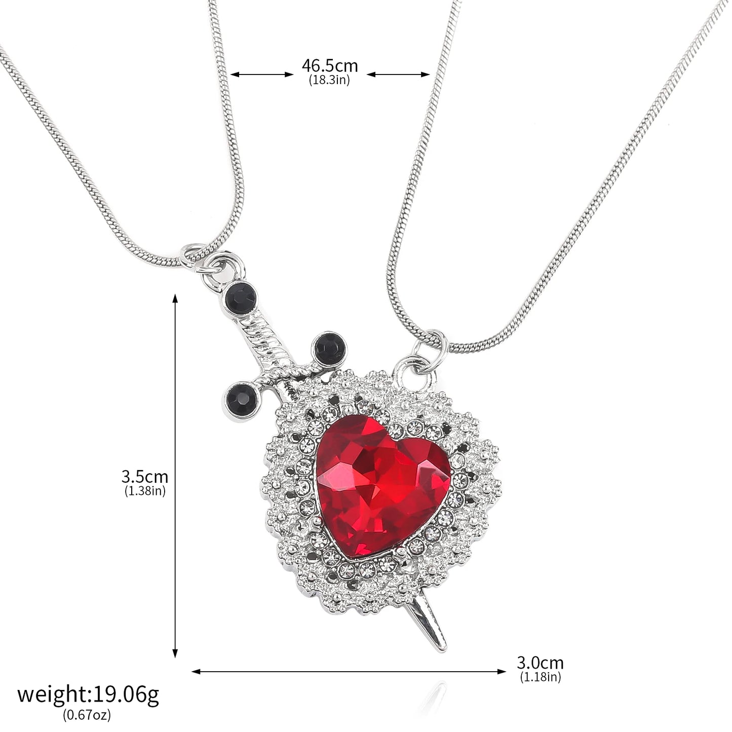 Red Heart and Sword Couple Necklace😊